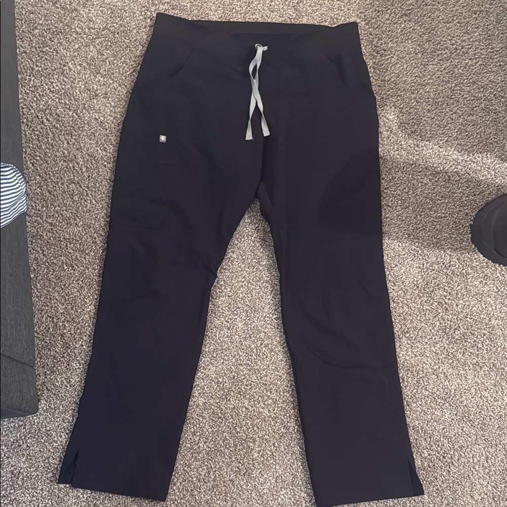 Figs Black Joggers scrub Relaxed Fit Drawstring Waist flare